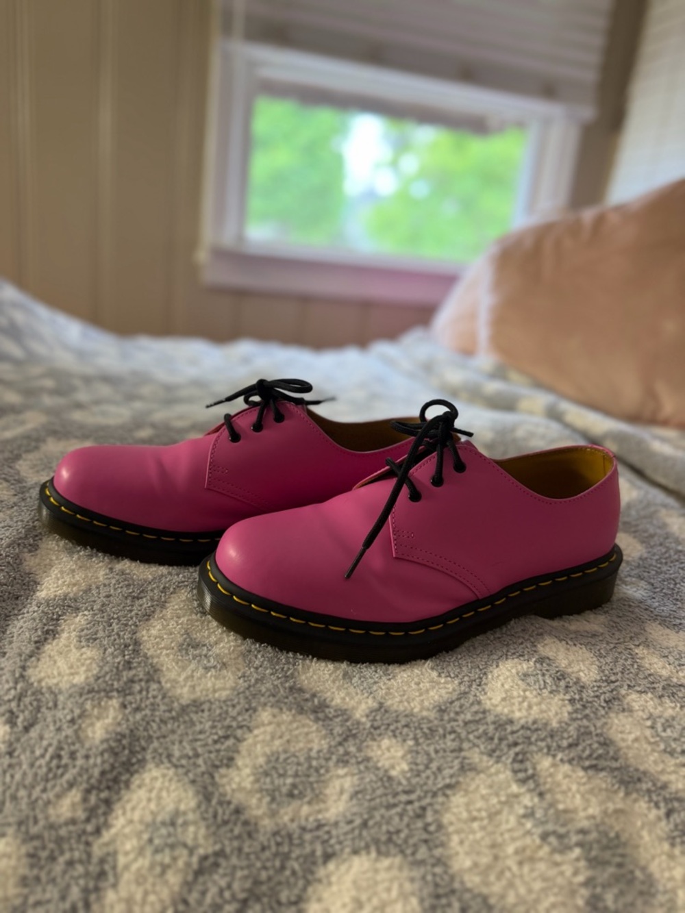 Dr. Martens Women's 3-Eye Lace-Up in Hot Pink with Black Laces